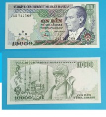 Turcia 10.000 Lirasi 1993 &amp;#039;Mimar Sinan&amp;#039; UNC serie: J45 712568 p200 foto