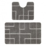 Set de baie din doua piese SUPREME LINES, linii, anti-alunecare, moale - gri, 60x100 cm