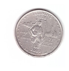 Moneda SUA 25 centi/quarter dollar 2003 P, Illinois 1818, stare buna, curata