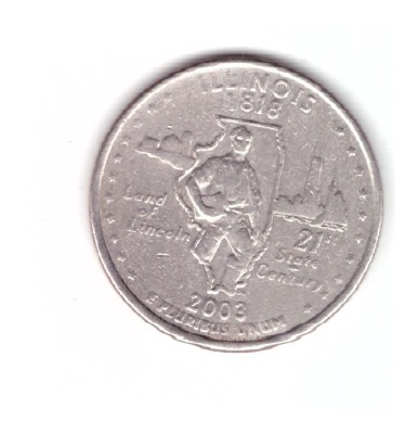 Moneda SUA 25 centi/quarter dollar 2003 P, Illinois 1818, stare buna, curata foto