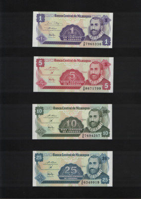 Set Nicaragua 1 + 5 + 10 + 25 centavos 1991 unc foto