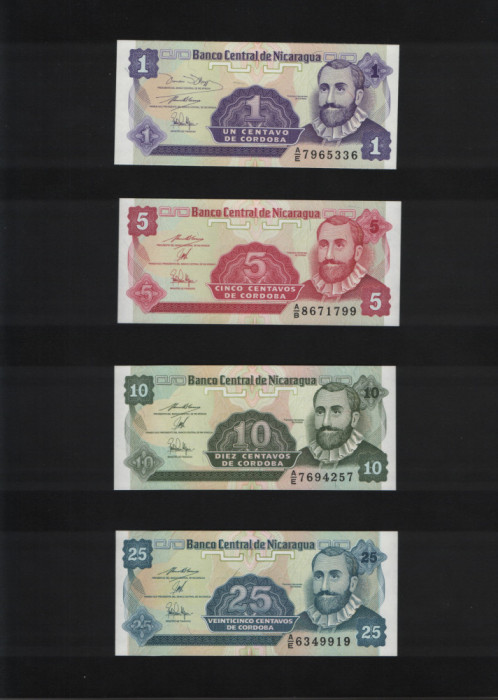Set Nicaragua 1 + 5 + 10 + 25 centavos 1991 unc