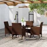 VidaXL Set mobilier bistro, 3 piese, maro, poliratan/sticlă securizată