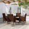 Gossi set mobilier bistro, 3 piese, maro, poliratan/sticla securizata