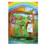 Coloreaza si creeaza o poveste cu o bufnita si un pui de crocodil! Carte de colorat