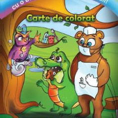 Coloreaza si creeaza o poveste cu o bufnita si un pui de crocodil! Carte de colorat