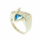 Inel aur galben 14 K, ornamentat cu blue topaz si diamante, circumferinta 57 mm