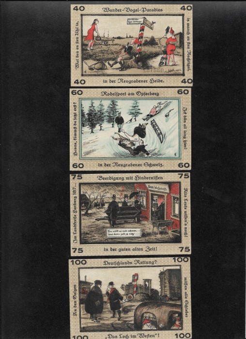Rar! Set Notgeld 40 + 60 + 75 + 100 pf Neugraben Hausbruch