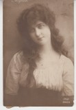 QW18 39 - Fotografie foarte veche timbrata - frumoasa domnisoara - an 1926, Alb-Negru, Romania 1900 - 1950, Portrete