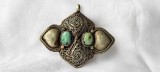 MEDALION etnic TRIBAL INDIA RAJASTHAN ornat cu TURCOAZ de efect VECHI vintage