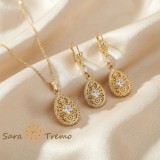 Cumpara ieftin Set Dantela Luminii , Colier 45 cm + Cercei placati 18K, model picatura filigran