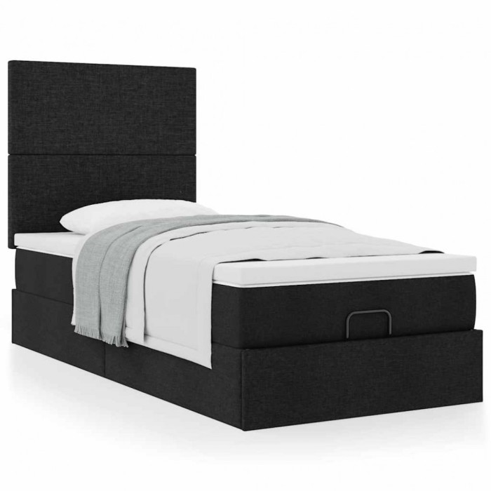 Gossi cadru pat otoman cu saltea tesatura neagra 90x200cm