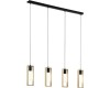 Pendul Eglo Littleton, 4xE27, Lemn Natur, Cablu Ajustabil, 60W, Sticla, Modern, Dormitor/Living/Hol