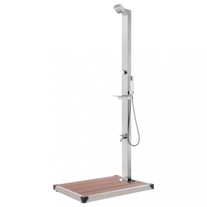 Gossi dus de gradina cu baza maro, 225 cm, otel inoxidabil