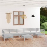VidaXL Set mobilier relaxare grădină, 8 piese, alb, lemn masiv de pin