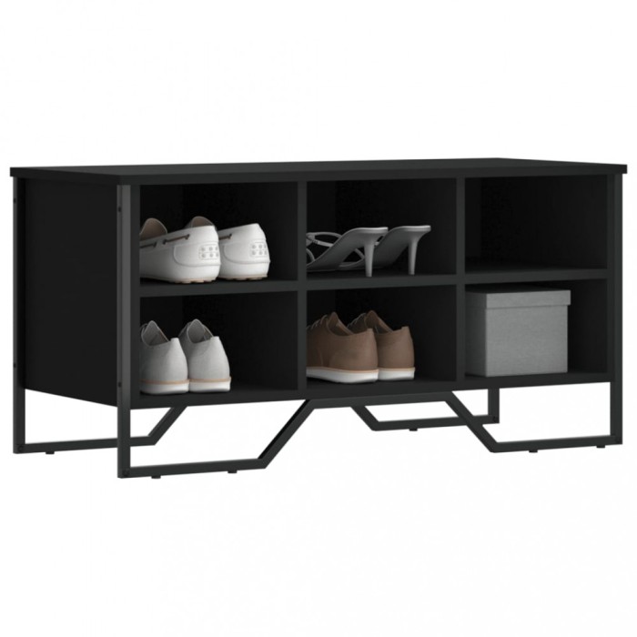 Gossi pantofar, negru, 90x38x45,5 cm, lemn prelucrat