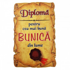 Magnet Diploma pentru cea mai buna BUNICA din lume, lemn foto
