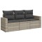 Set canapele de gradina cu perne, 3 piese gri deschis poliratan