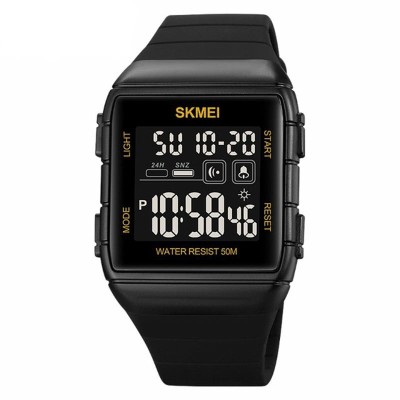 Ceas barbatesc Skmei Digital Alarma Negru Auriu Sport foto