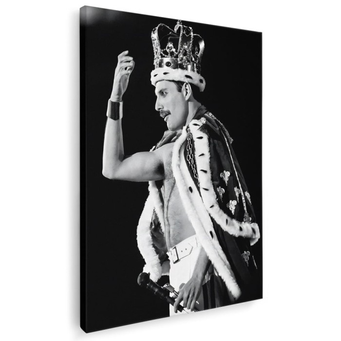 Tablou canvas portret Freddie Mercury Queen in alb negru 1022 Tablou canvas pe panza CU RAMA 80x120 cm