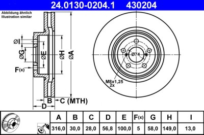 ATE 24.0130-0204.1 Disc frana foto