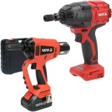 Yato YT-82955 + YT-827793 - Masina pentru nituri cu 1 acumulator Li-Ion 18 V 3 Ah 10000 N valiza plastic + Masina de insurubat cu impact patrat 1/2 in