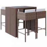 Cumpara ieftin Set mobilier bar de gradina cu perne, 5 piese, maro, poliratan