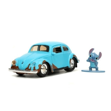 Jada set Masinuta metalica Volkswagen Bettle scara 1:32 si figurina metalica Stitch foto