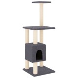 Cumpara ieftin Ansamblu pisici cu stalpi din funie de sisal, gri inchis 104 cm