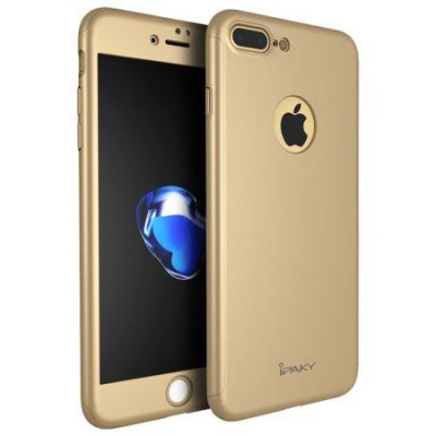Husa de protectie pentru Apple iPhone 7 Plus, iPaky Pro Gold Original Case, acoperire completa 360 grade cu foto