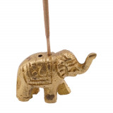 Suport ardere betisoare parfumate elefant din metal auriu, Stonemania Bijou
