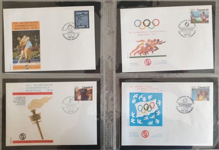 Set complet de 24 plicuri filatelice FDC Jocurile Olimpice Montreal 1976 &ndash; Colecționari timbre