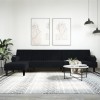 Canapea extensibilă &icirc;n formă de L negru 260x140x70 cm catifea