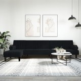 VidaXL Canapea extensibilă &icirc;n formă de L negru 260x140x70 cm catifea