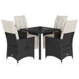Cumpara ieftin Set mobilier de gradina cu perne, 5 piese, negru, poliratan