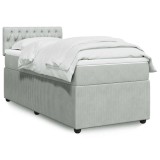 Cumpara ieftin Pat continental cu saltea, gri deschis, 80x200 cm, catifea