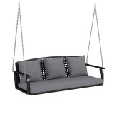 Outsunny Balansoar pentru verandă 3 locuri, bancă de grădină cu 3 perne pentru spate, pernă de șezut, dispozitiv de suspendare, Gri | Aosom Romania