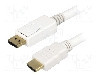 Cablu DisplayPort - HDMI, DisplayPort mufa, HDMI mufa, 2m, alb, LOGILINK - CV0055