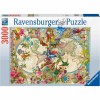 Puzzle Ravensburger Harta Lumii Fauna Flora 3000 Piese, Joc Educativ, Tehnologie Softclick, Calitate Premium