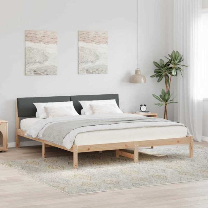 vidaXL Cadru de pat maro și gri &icirc;nchis 180 x 200 cm Lemn masiv de pin 3394334
