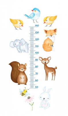 Sticker decorativ Masuratoare cu Animale si Pasari, Multicolor, 130 cm, 1222ST foto