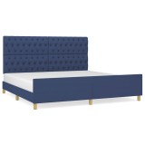 Cumpara ieftin Cadru de pat cu tablie, albastru, 200x200 cm, textil