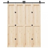 VidaXL Set feronerie pentru uși glisante, negru, 200 cm, oțel