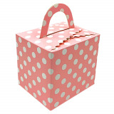 Cutie pătrată cu buline - roz