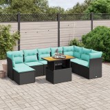Gossi set canapele de gradina cu perne, 9 piese, negru, poliratan