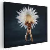 Tablou balerina cu rochita din petale floare, alb 1614 Tablou canvas pe panza CU RAMA 70x100 cm