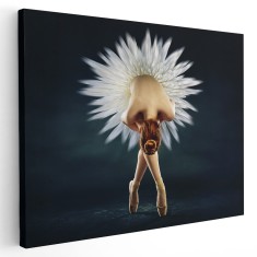 Tablou balerina cu rochita din petale floare, alb 1614 Tablou canvas pe panza CU RAMA 80x120 cm