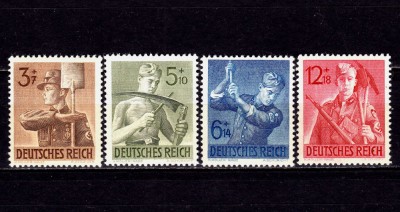 ✅ (S43) Germania Reich 1943 &amp;quot;8 ani in serviciul muncii &amp;quot; serie completa Michel 850/853 , MNH (buna , cute minore ) foto
