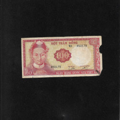 South Vietnam Vietnamul de Sud 100 dong 1966 seria850179 uzata