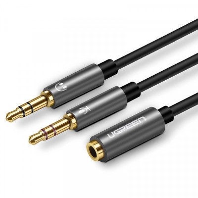 Adaptor Audio 3.5mm - 2 x 3.5mm UGREEN AV140, 0.20m, Negru foto